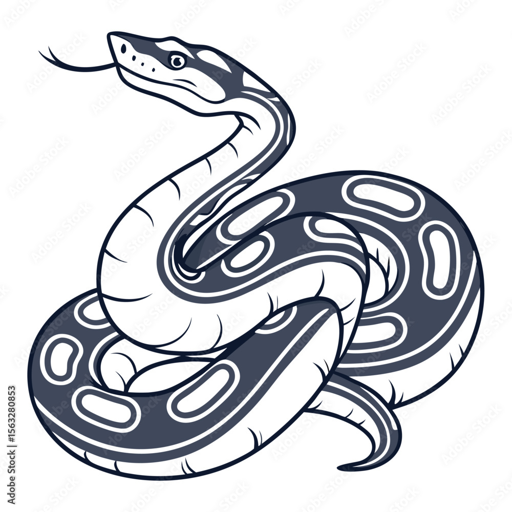 Fototapeta premium Cute green cartoon snake vector illustration for a reptile animal design