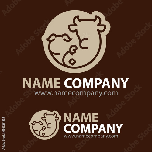 Logo stylisé de boucherie charcuterie – vache, cochon, volaille