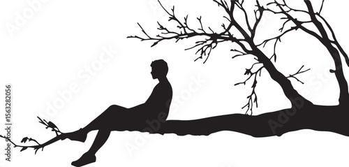 Person Relaxing on Tree Branch