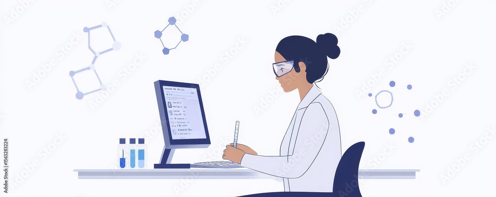 Scientist doing chemical tests in a research lab to study, Generative AI Scientist doing chemical tests in a research lab to study, Generative AI