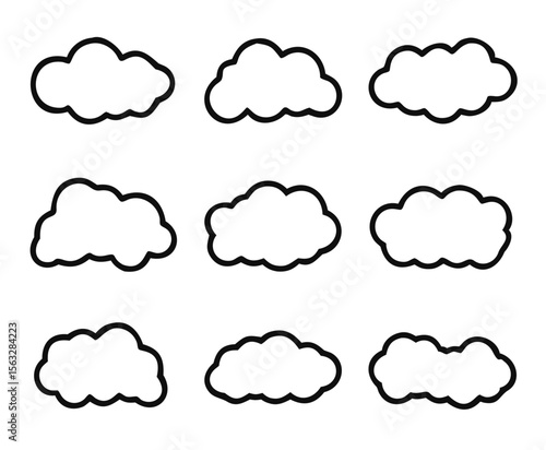 Simple outline clouds set. Vector illustration