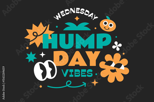 Hump day wednesday typography phrases date in y2k style related to gen z and millenials.