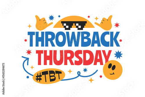 Throwback thursday TBT typography phrases date in y2k style related to gen z and millenials.