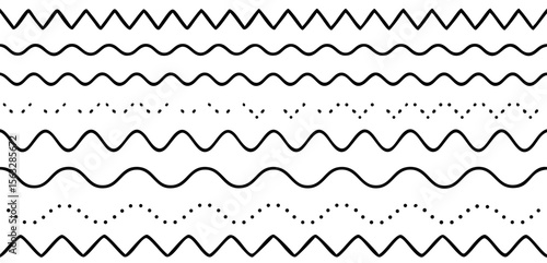 Wave line set. Zigzag. Vector illustration