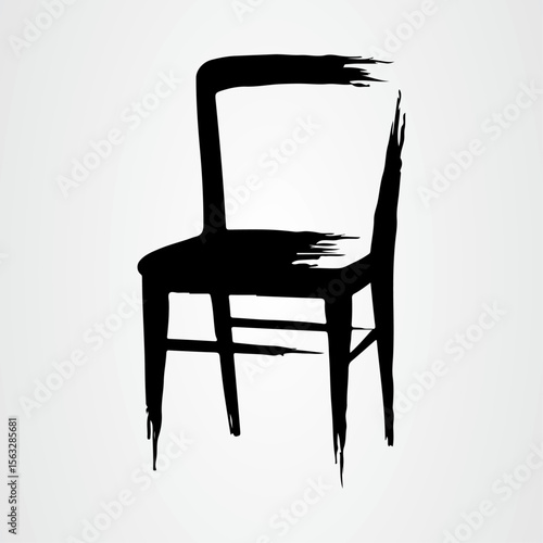 Ink Chair Silhouette: A minimalist, artistic rendering of a chair in stark black ink against a softly gradient backdrop, capturing the essence of simplicity and design.