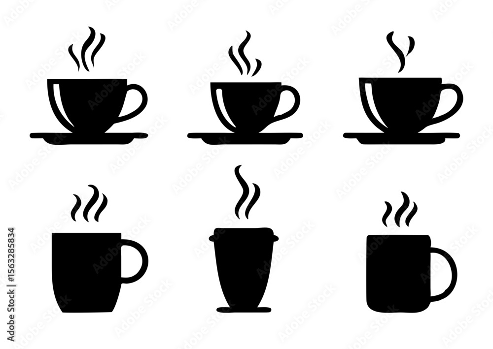 Obraz premium Coffee cup icons set. Vector illustration