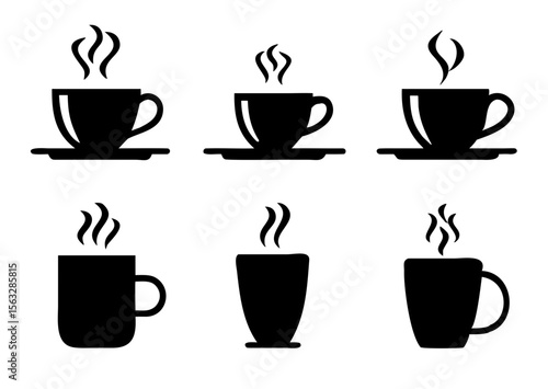 Coffee cup icons set. Vector illustration