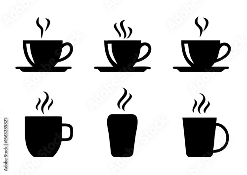 Coffee cup icons set. Vector illustration