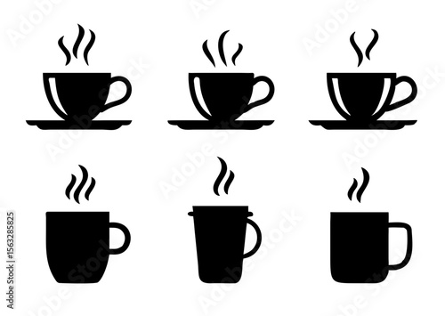Coffee cup icons set. Vector illustration