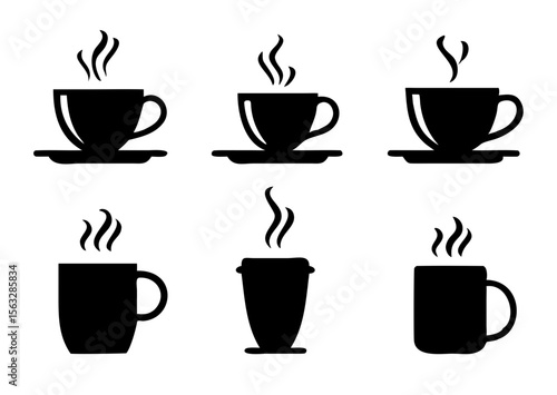 Coffee cup icons set. Vector illustration