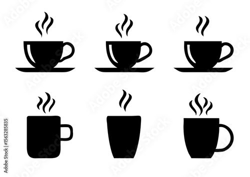 Coffee cup icons set. Vector illustration