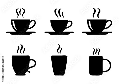 Coffee cup icons set. Vector illustration