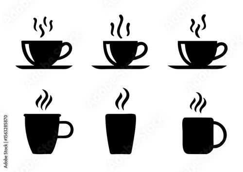 Coffee cup icons set. Vector illustration