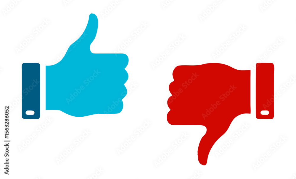Thumb up and thumb down. Icons. Vector illustration Thumb up and thumb down. Icons. Vector illustration