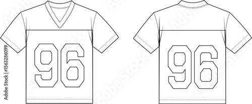 American football jersey vector illustration for mock-up and template.