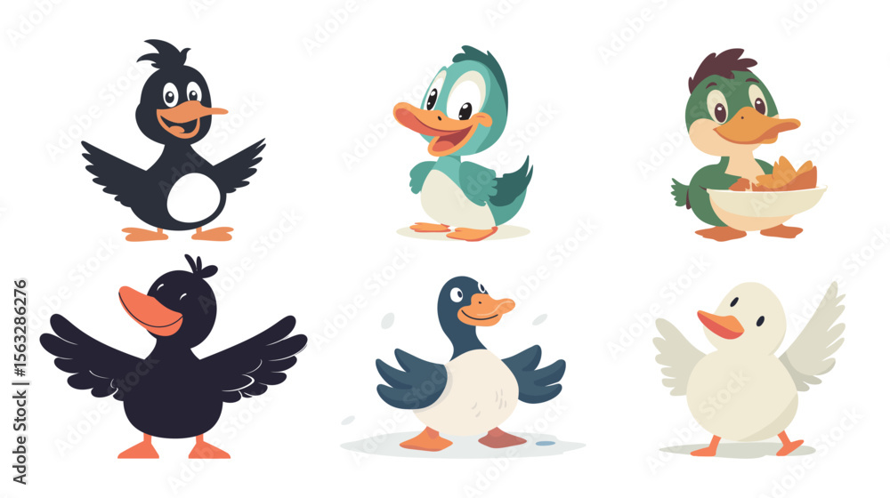 Fototapeta premium Happy Duck Vector Graphic Design – Cute and Cheerful Duck Illustration