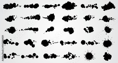 Ink Splatter Collection: A diverse set of high-resolution ink splatters, perfect for adding texture and artistic flair to your designs. Each splatter is unique, offering a range of shapes and sizes.