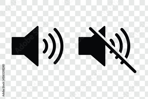 Sound off and sound on vector icons.  mute sound speaker icon .
