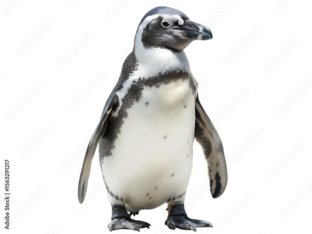 Naklejka premium full body portrait of a penguin standing isolated on white background PNG ,ai generated