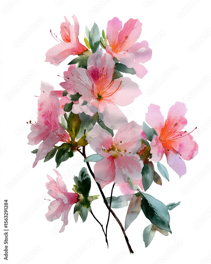 Obraz premium pink lilies flowers watercolor illustration