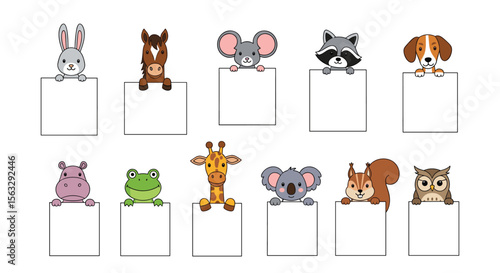 Cute pixel art animals holding signs for your projects