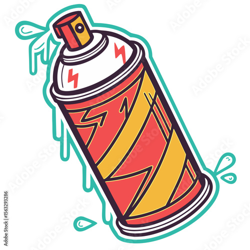 Graffiti Spray Can Sticker – Neon Drip & Bold Outline Street Art Design for Skaters, Urban Planners & Hip-Hop Aesthetic (Glow-in-the-Dark or Holographic Option)