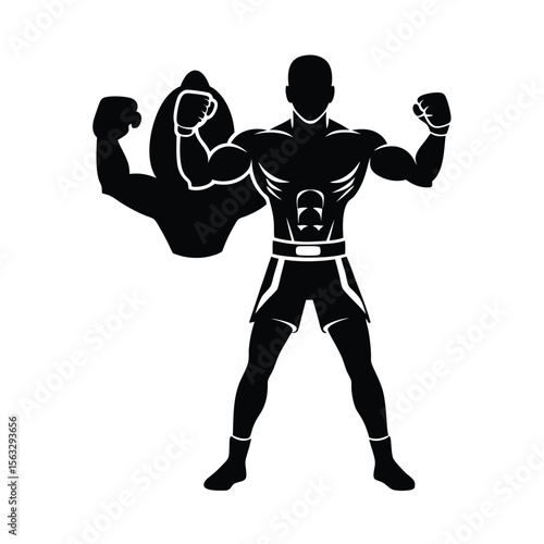 Powerful boxer silhouette vector depicting strength and athleticism for sports and fitness concepts