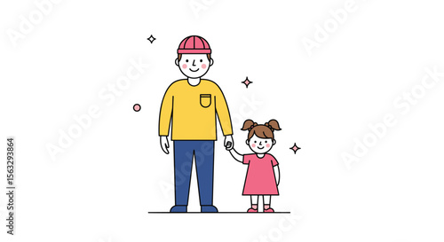 Father and daughter hold hands walking together outdoors under the stars celebrating family bonds