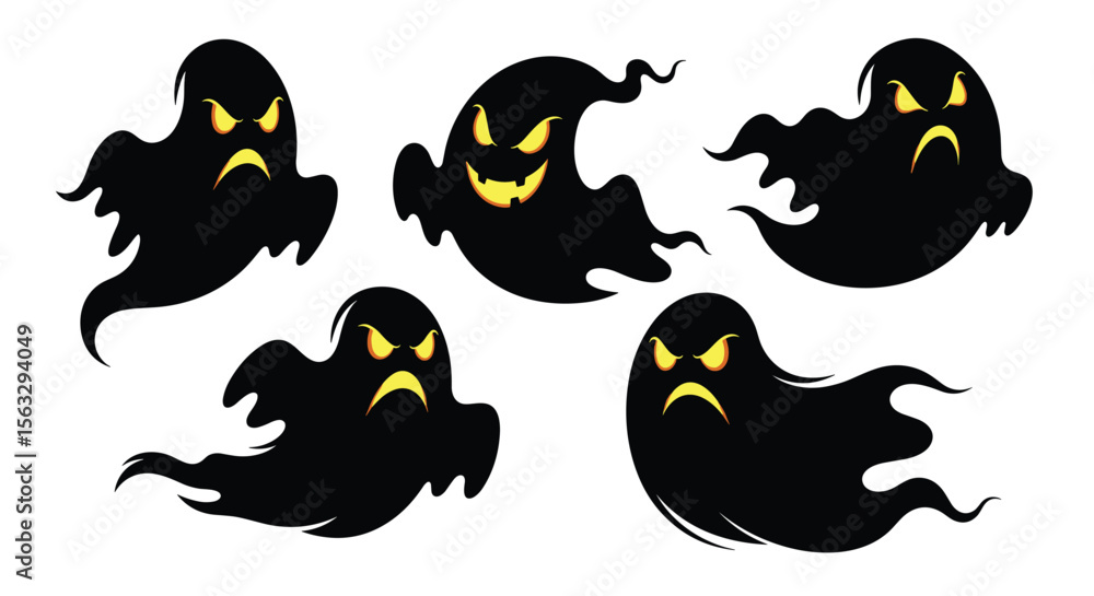 Fototapeta premium Frightening spooky ghost characters for halloween night decorations and party invitations