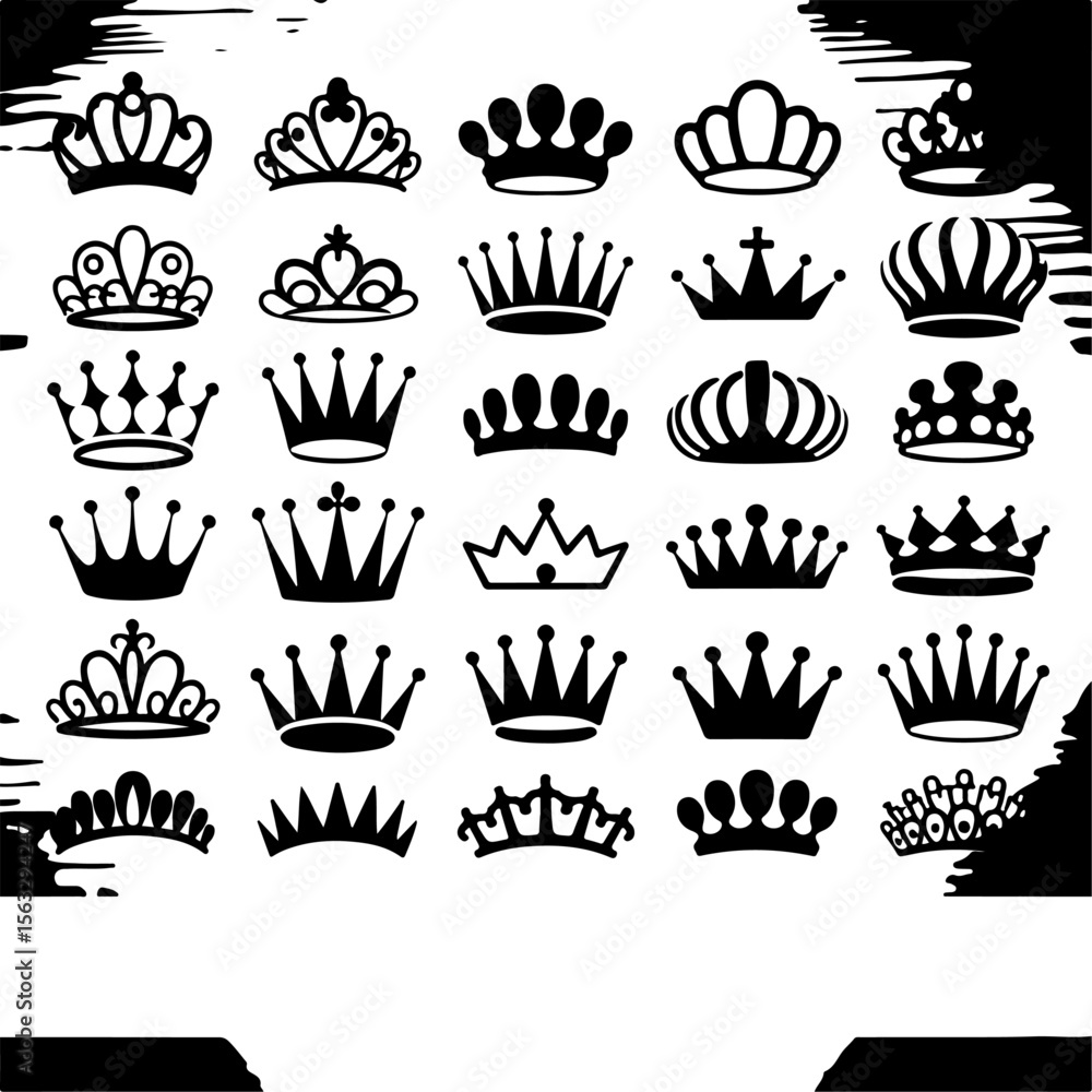 Crown and Tiara Silhouettes Collection vector bundle Crown and Tiara Silhouettes Collection vector bundle