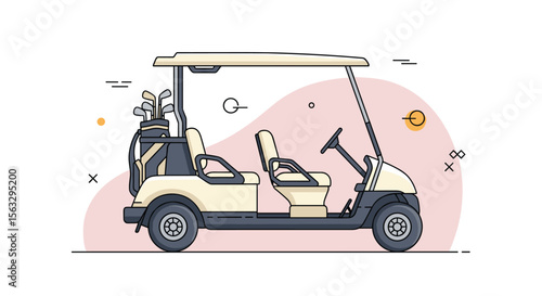 Modern electric golf cart for two passengers with golf bag storage