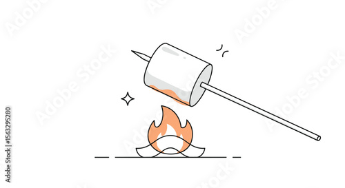 Roasting a fluffy marshmallow over a flickering campfire under the stars