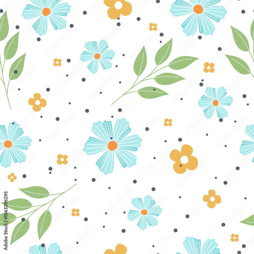 Obraz premium seamless pattern flowers on white background