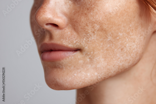 Macro photo of skin affected by tinea versicolor with uneven pigment