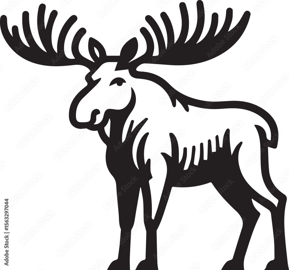 Fototapeta premium Moose Vector In Black and White
