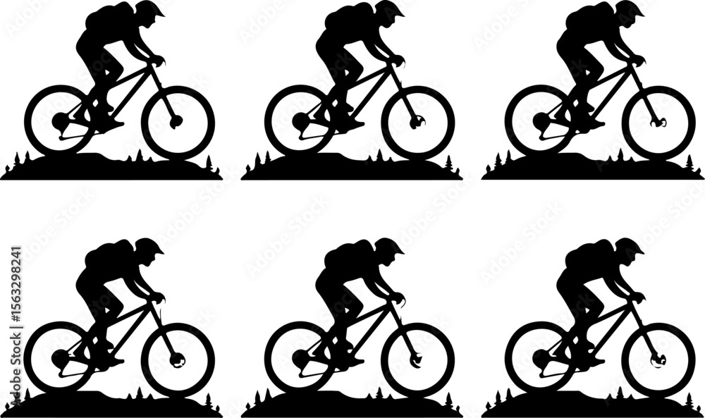 Obraz premium Mountain Biker Hiking man vector bundle