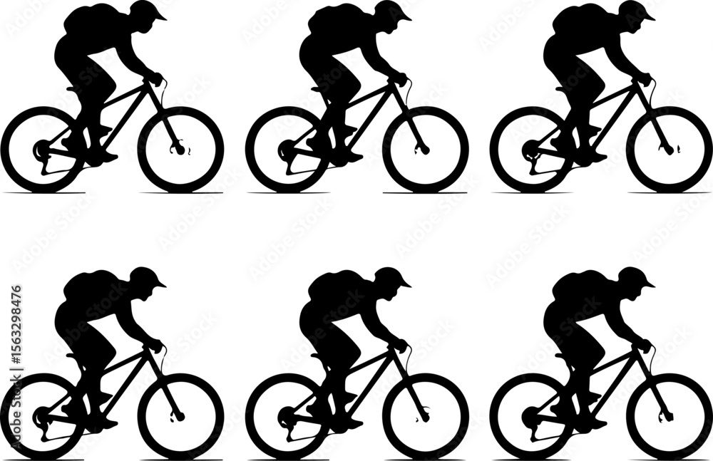 Fototapeta premium Mountain Biker Hiking man vector bundle