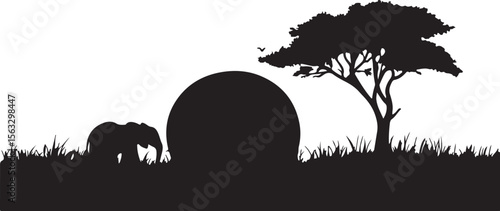 African Tree and Wildlife Scene