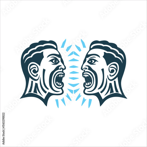Haka Tapere Chant Illustration, Maori Culture Haka Tapere Game chant open mouth