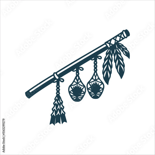 Huri Titi Bird Snaring Pole Illustration Huri Titi Bird snaring pole