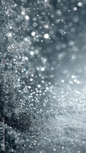 Winter wonderland with sparkling snowflakes and shimmering ice crystals in a frosty landscape capturing the essence of the season