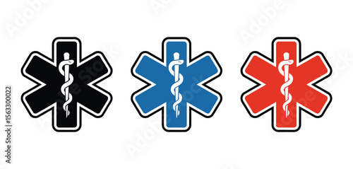 Emergency Medical Services Symbol in Black, Blue, and Red