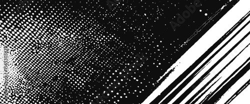 Vector abstract splashes and dotted paint distressed halftone brush with grunge texture