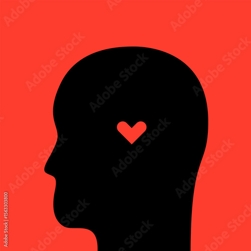 Mental health, empathy, self-love. Love yourself. Self-care, therapy, inner world concept. Flat vector illustration isolated on red background.
