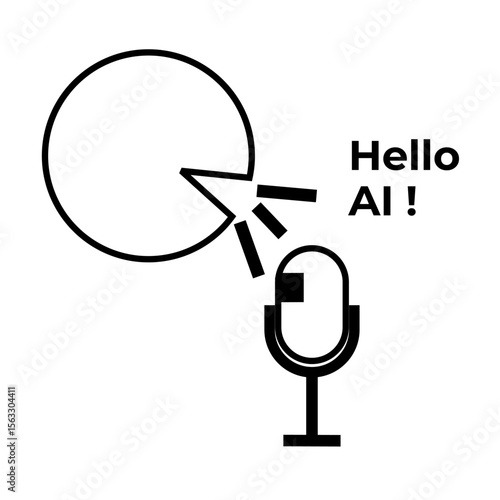 Vector illustration of a person
interacting with AI through voice,
demonstrating voice-based AI usage,
flat art design style. 
