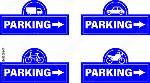 Bike Parking, car parking, motorcycle parking sign vector
