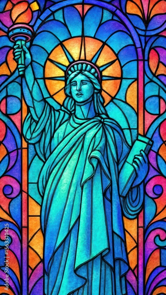 Obraz premium Vibrant stained glass Liberty.