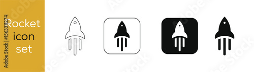 Rocket Silhouette Icon Vector Images set