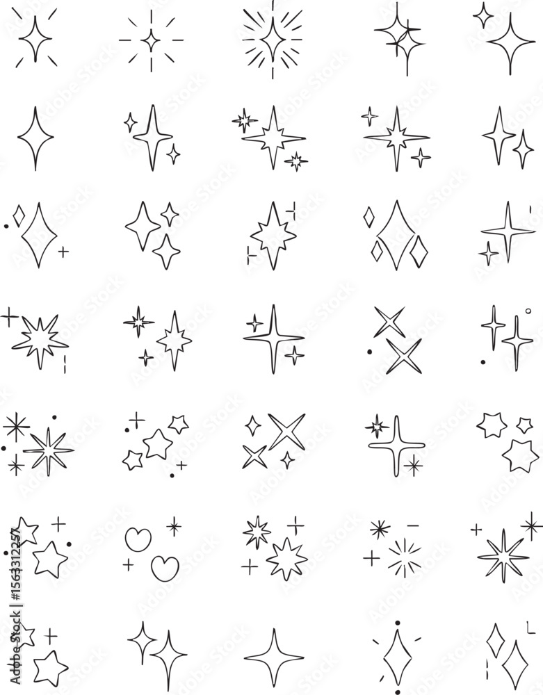 Collection Seamless pattern of sparkling star in vector style Collection Seamless pattern of sparkling star in vector style