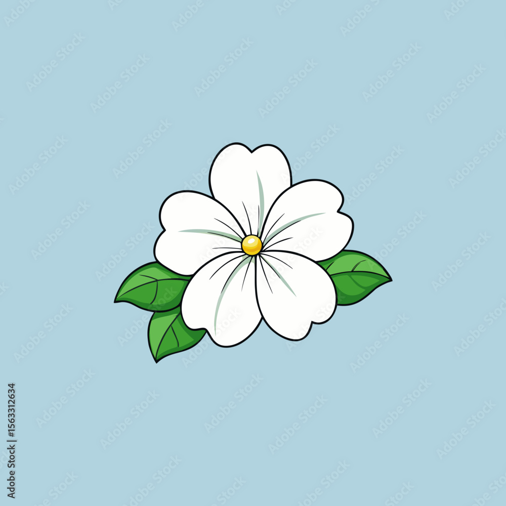 Naklejka premium white flower on blue background